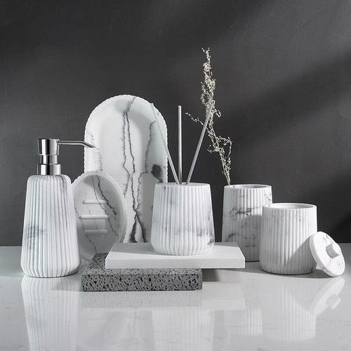 Accesorios de Baño en Arenisca – Elegancia Texturizada y Funcionalidad-Bathroom Accessory Sets-Hogar88-Hogar88