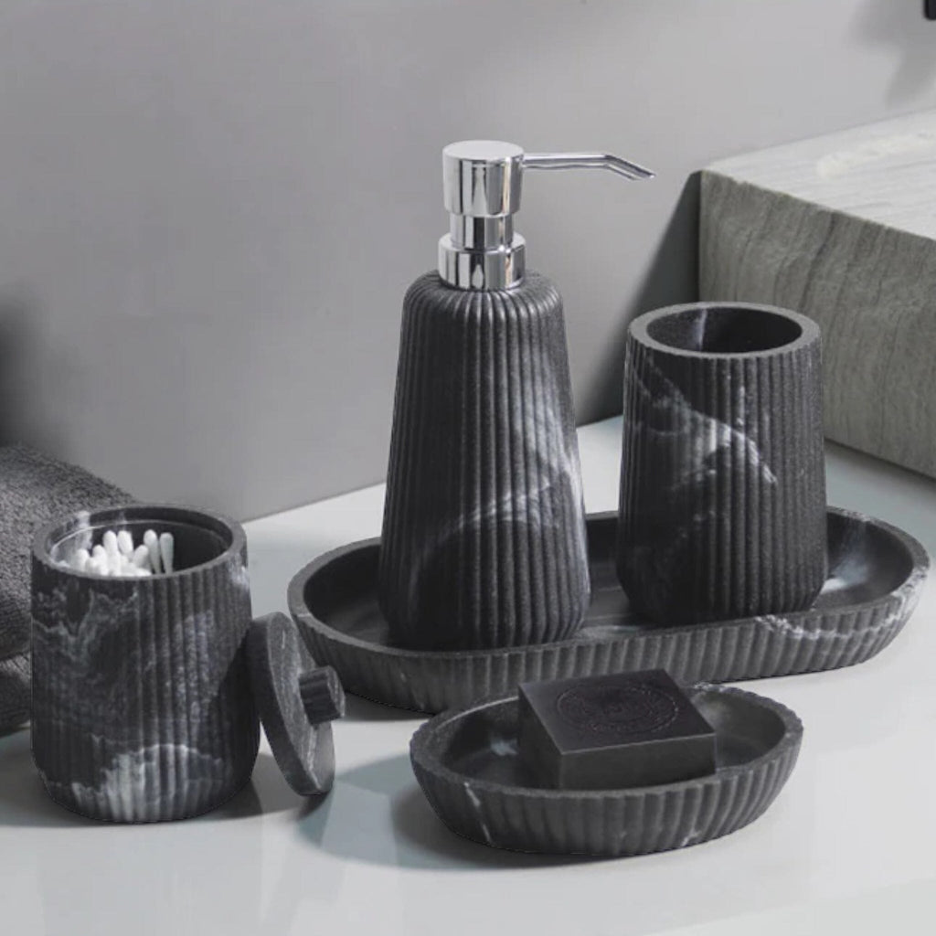 Accesorios de Baño en Arenisca – Elegancia Texturizada y Funcionalidad-Bathroom Accessory Sets-Hogar88-Hogar88