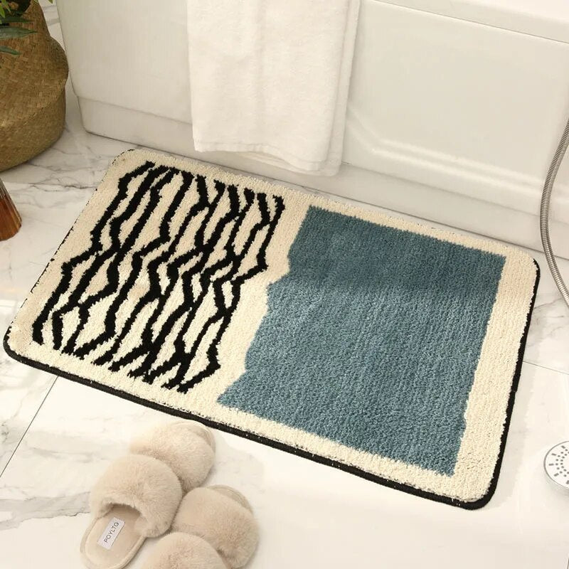 Alfombra de Baño Hecha a Mano – Diseño Abstracto para Baños Modernos-Bath Mats & Rugs-Hogar88-Hogar88