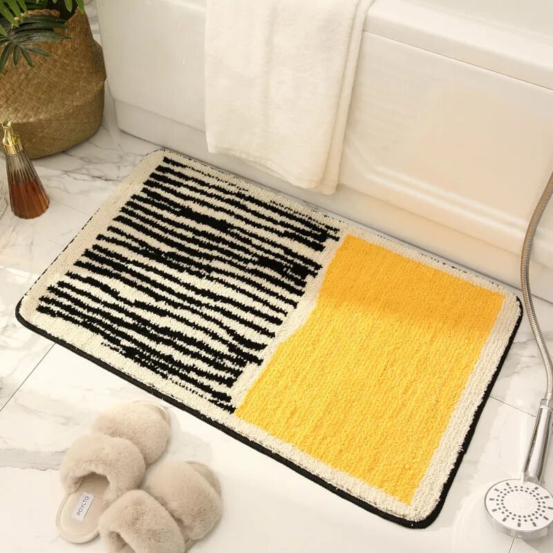 Alfombra de Baño Hecha a Mano – Diseño Abstracto para Baños Modernos-Bath Mats & Rugs-Hogar88-Hogar88