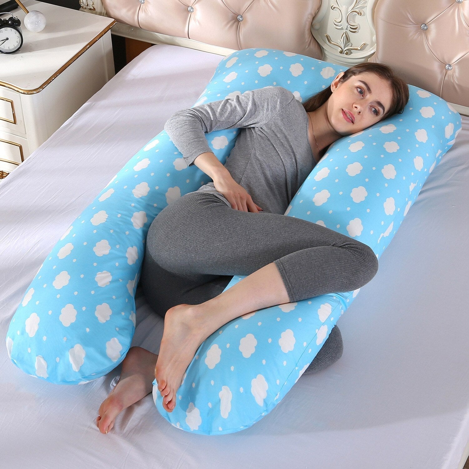 Almohada de Embarazo y Lactancia en Forma de U – Confort Total para Dormir-Pillows-Hogar88-Cielo azul claro-Hogar88
