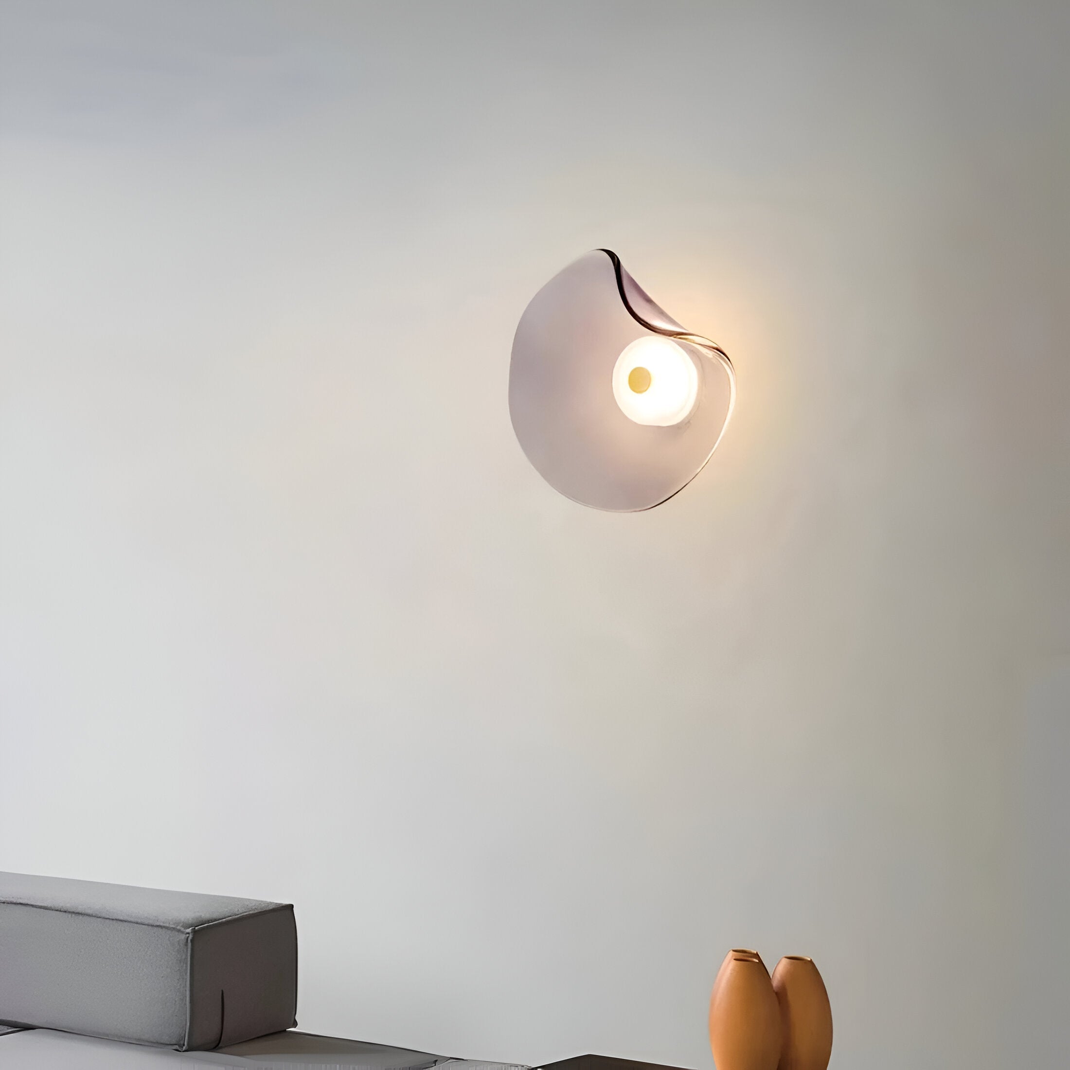 Aplique Curvo de Cristal Nórdico – Luz LED Minimalista Japandi-Wall light-Hogar88-Hogar88