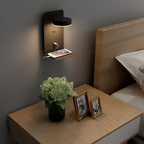 Aplique LED con Estante y USB – Lámpara de Pared de Aluminio-Bedside Lamps-Hogar88-Hogar88