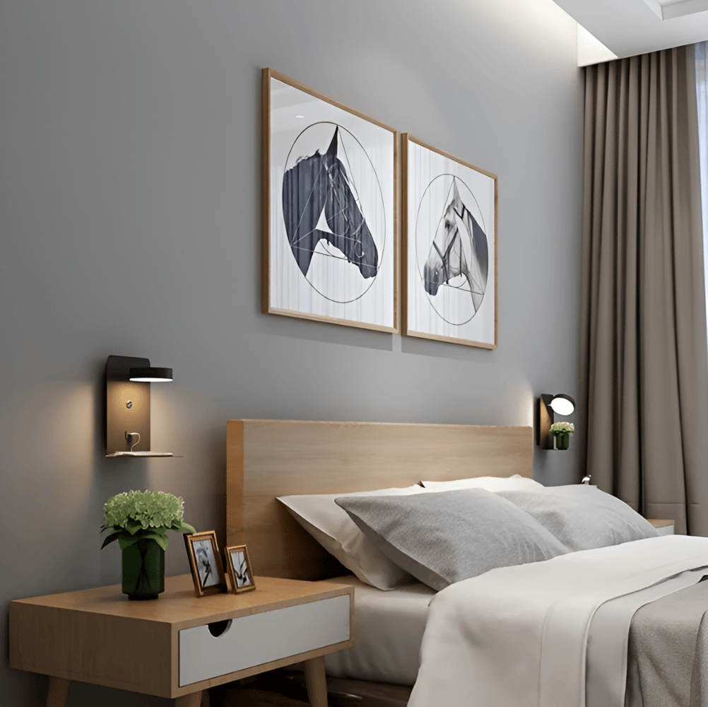 Aplique LED con Estante y USB – Lámpara de Pared de Aluminio-Bedside Lamps-Hogar88-Hogar88