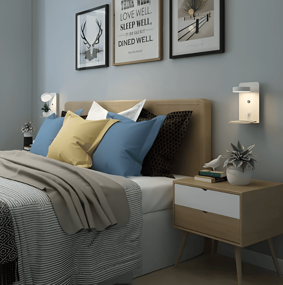 Aplique LED con Estante y USB – Lámpara de Pared de Aluminio-Bedside Lamps-Hogar88-Hogar88