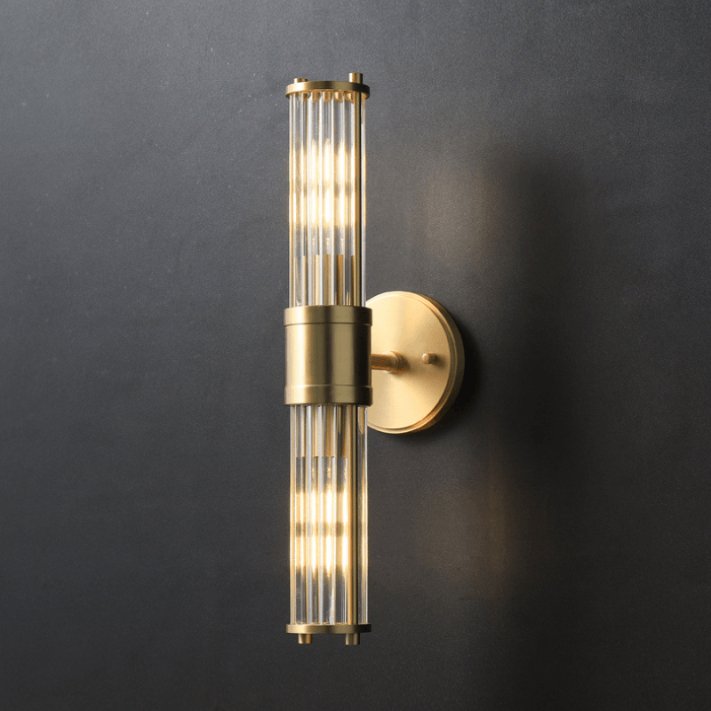 Aplique LED de Pared en Cristal y Latón – Estilo Moderno para Ambientes de Lujo-Wall Light Fixtures-Hogar88-Hogar88