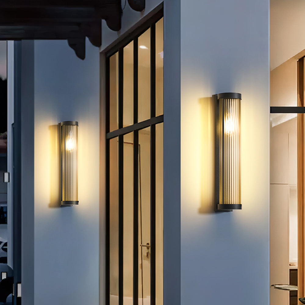 Aplique Solar de Metal y Cristal – Iluminación Exterior Moderna-Wall Light Fixtures-Hogar88-Hogar88