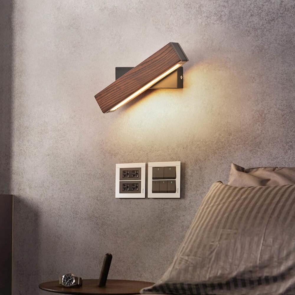 Aplique de Madera LED – Luz Giratoria con Diseño Elegante-Wall Light Fixtures-Hogar88-Hogar88
