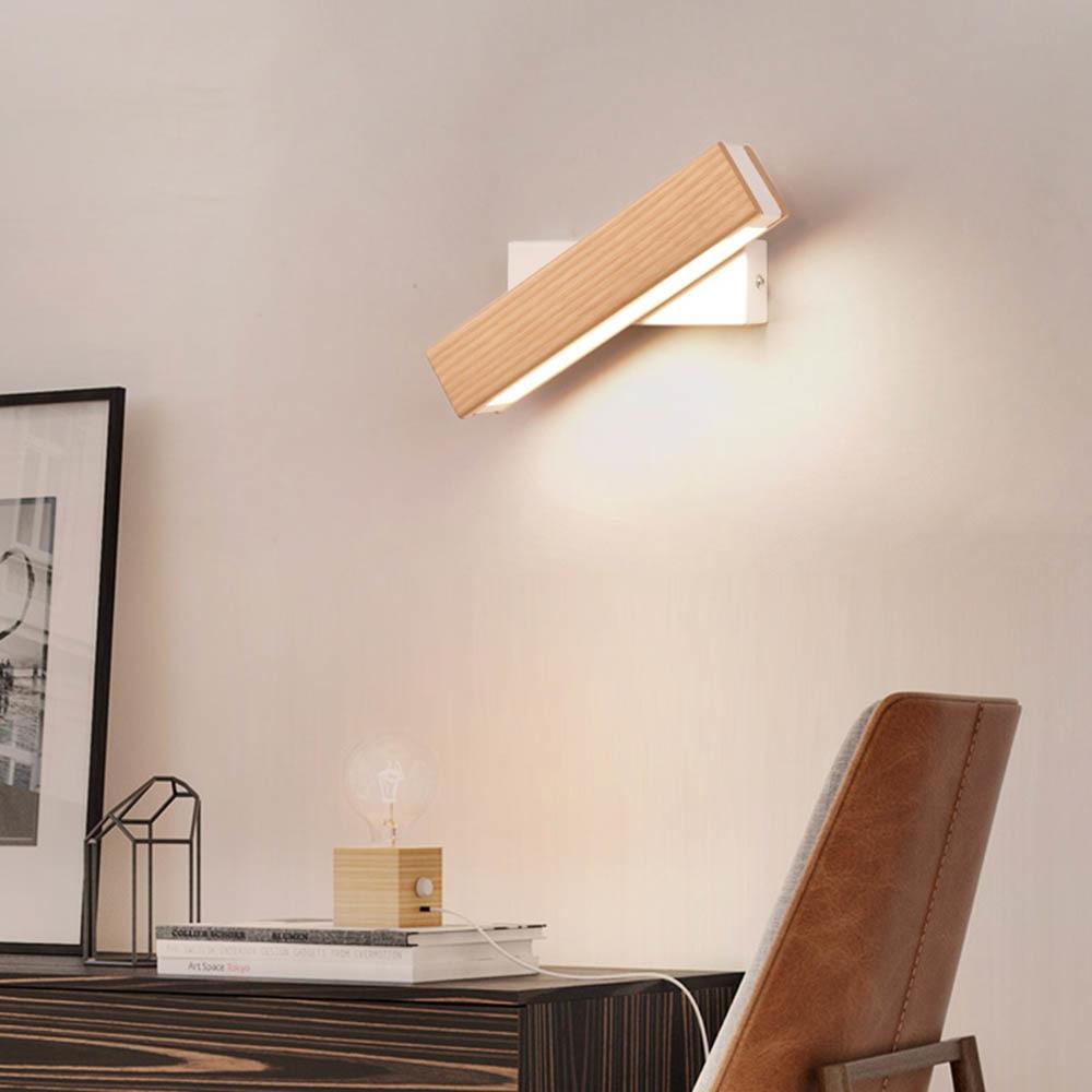 Aplique de Madera LED – Luz Giratoria con Diseño Elegante-Wall Light Fixtures-Hogar88-Hogar88