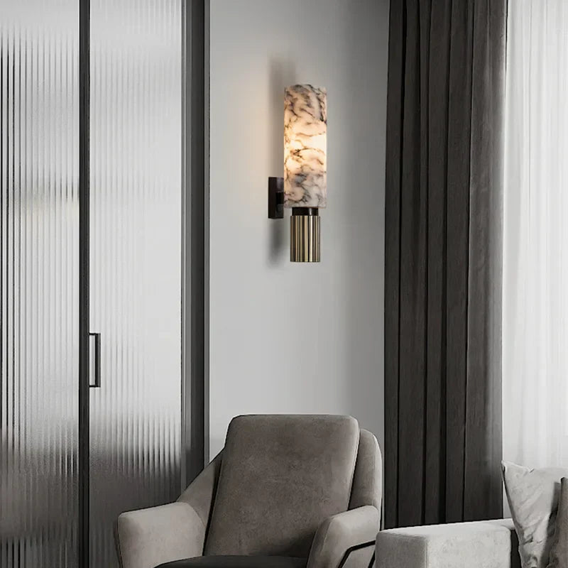 Aplique de Mármol Elegante – Luz Suave y Diseño Duradero-Wall Light Fixtures-Hogar88-Hogar88