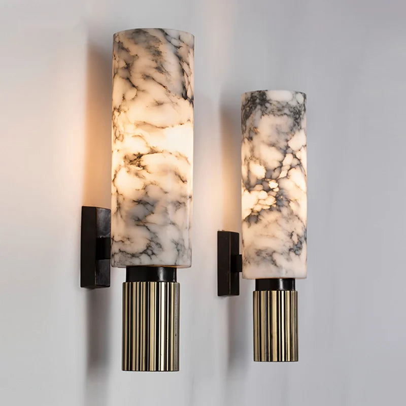 Aplique de Mármol Elegante – Luz Suave y Diseño Duradero-Wall Light Fixtures-Hogar88-Hogar88