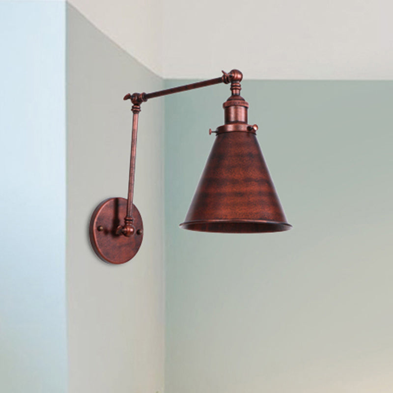 Aplique de Pared Industrial Cónico – Estilo Rústico para Dormitorio-Wall Light Fixtures-Hogar88-Hogar88