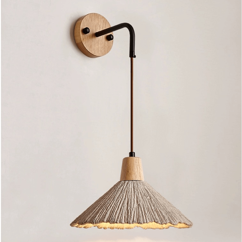 Aplique de Pared Mid-Century en Madera Texturizada – Estilo Retro para Ambientes Sofisticados-Wall Light Fixtures-Hogar88-Hogar88