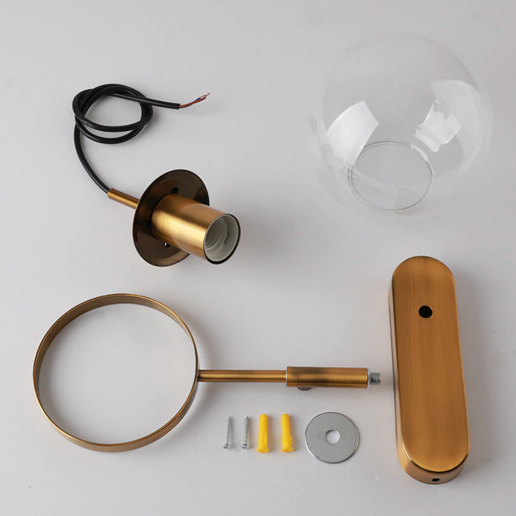 Aplique de Pared con Globo de Cristal – Estilo Elegante para Interiores-Wall Light Fixtures-Hogar88-Hogar88