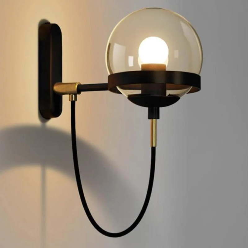 Aplique de Pared con Globo de Cristal – Estilo Elegante para Interiores-Wall Light Fixtures-Hogar88-Hogar88
