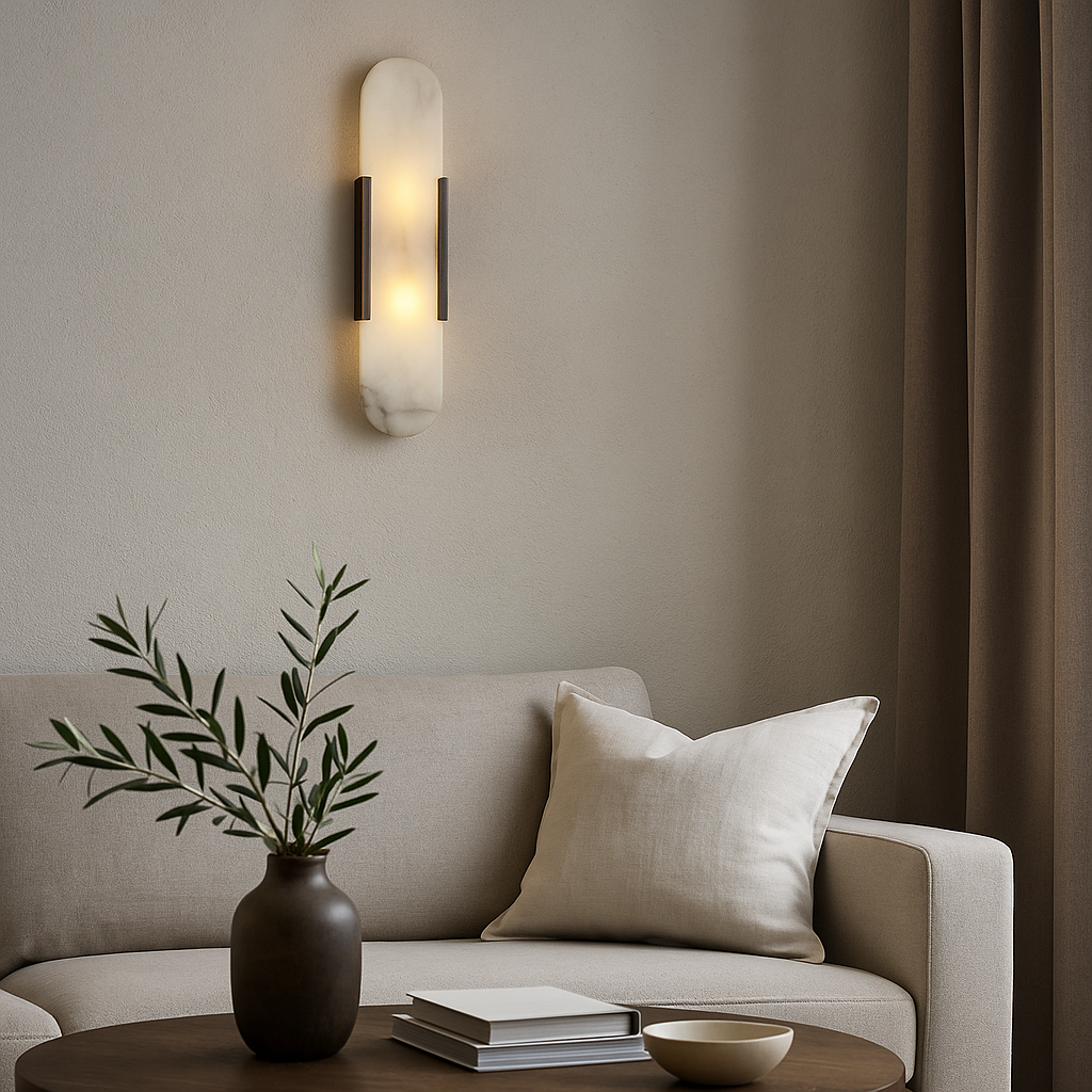 Aplique de Pared de Mármol Moderno – Luz Elegante de Noche-Wall Light Fixtures-Hogar88-Hogar88