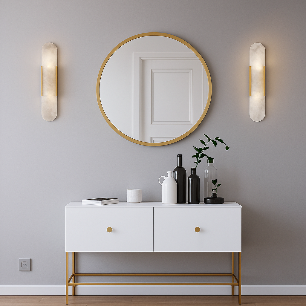 Aplique de Pared de Mármol Moderno – Luz Elegante de Noche-Wall Light Fixtures-Hogar88-Hogar88