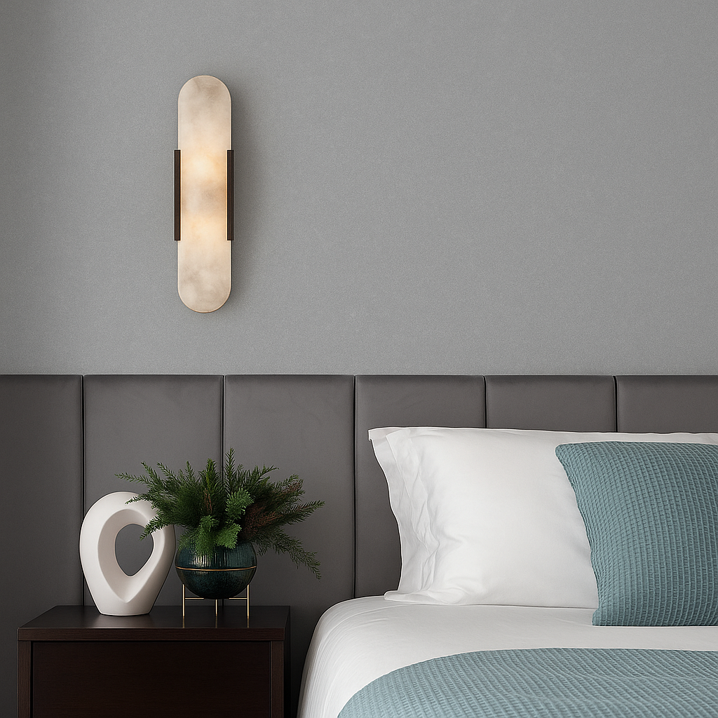 Aplique de Pared de Mármol Moderno – Luz Elegante de Noche-Wall Light Fixtures-Hogar88-Hogar88