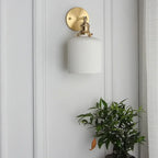 Aplique de Pared de Porcelana Blanca – Diseño Moderno con Latón-Wall Light Fixtures-Hogar88-Hogar88