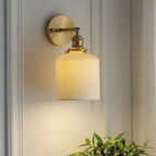 Aplique de Pared de Porcelana Blanca – Diseño Moderno con Latón-Wall Light Fixtures-Hogar88-Hogar88
