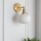 Aplique de Pared de Porcelana Blanca – Diseño Moderno con Latón-Wall Light Fixtures-Hogar88-Hogar88