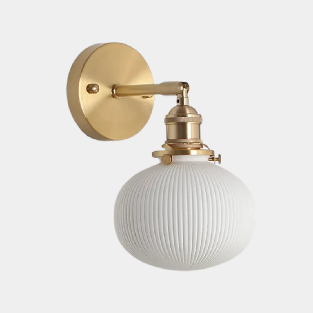 Aplique de Pared de Porcelana Blanca – Diseño Moderno con Latón-Wall Light Fixtures-Hogar88-Latón-A-13 cm-Hogar88