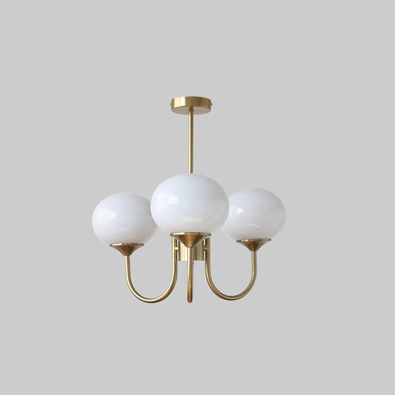 Araña de Techo Moderna de Vidrio con Acabado Dorado Decorativo – Elegante, Sofisticada y Versátil-Lamp-Hogar88-3 cabezales ∅ 46 cm x H 34 cm-Cobre + blanco-Hogar88