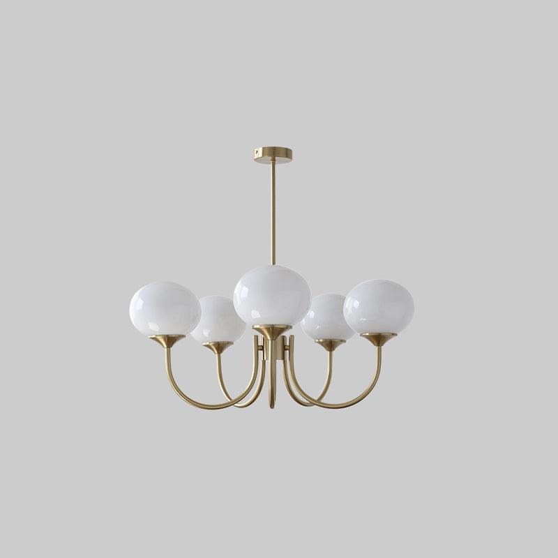 Araña de Techo Moderna de Vidrio con Acabado Dorado Decorativo – Elegante, Sofisticada y Versátil-Lamp-Hogar88-5 cabezales ∅ 67 cm x H 34 cm-Cobre + blanco-Hogar88