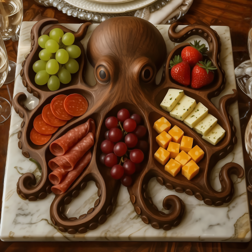 Bandeja Pulpo Rústica – Platter Artesanal con Diseño Octópodo-Cutting Boards-Hogar88-Hogar88