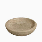 Cuenco de Travertino Hecho a Mano – Cuenco Decorativo Beige de Piedra Natural-Decorative Trays-Hogar88