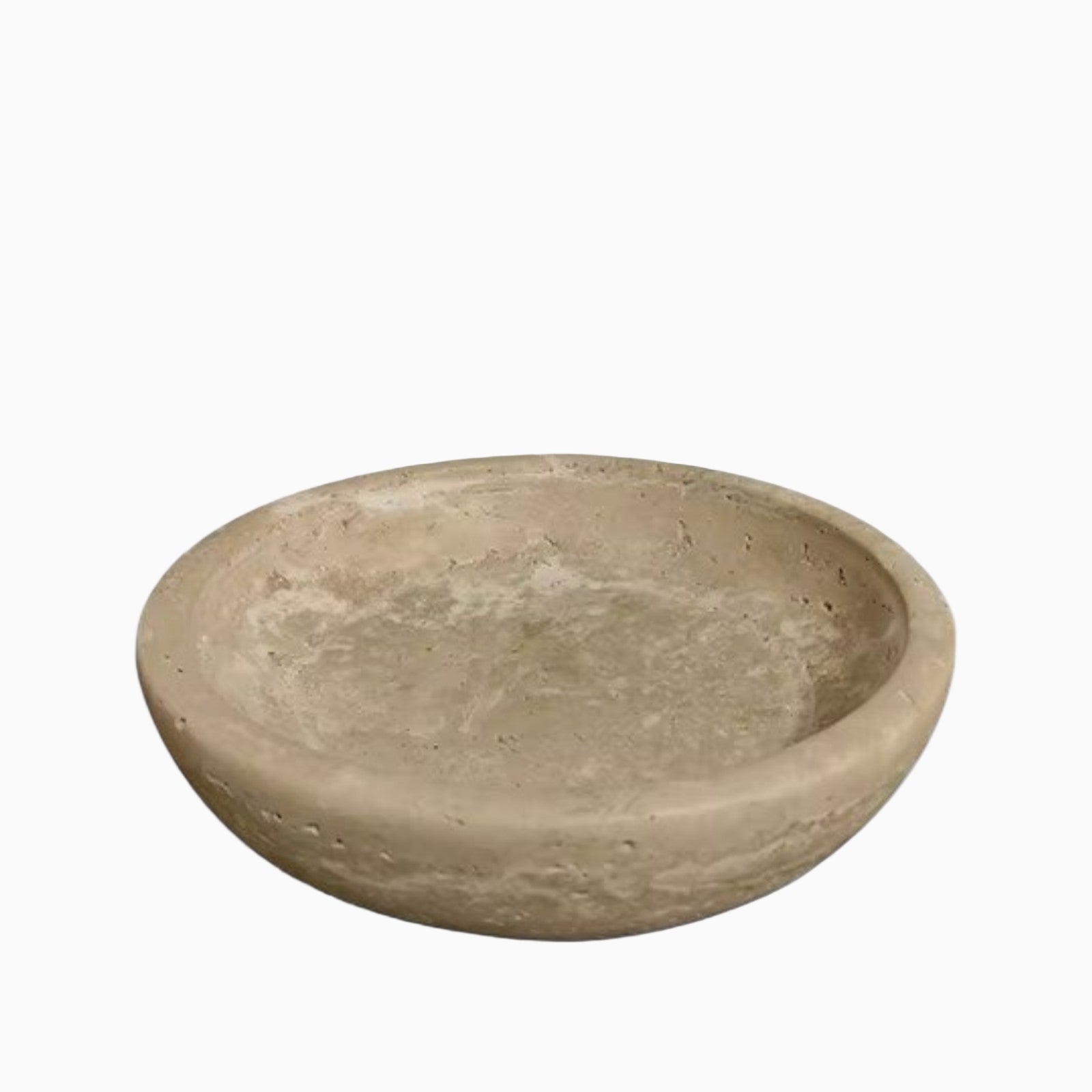 Cuenco de Travertino Hecho a Mano – Cuenco Decorativo Beige de Piedra Natural-Decorative Trays-Hogar88