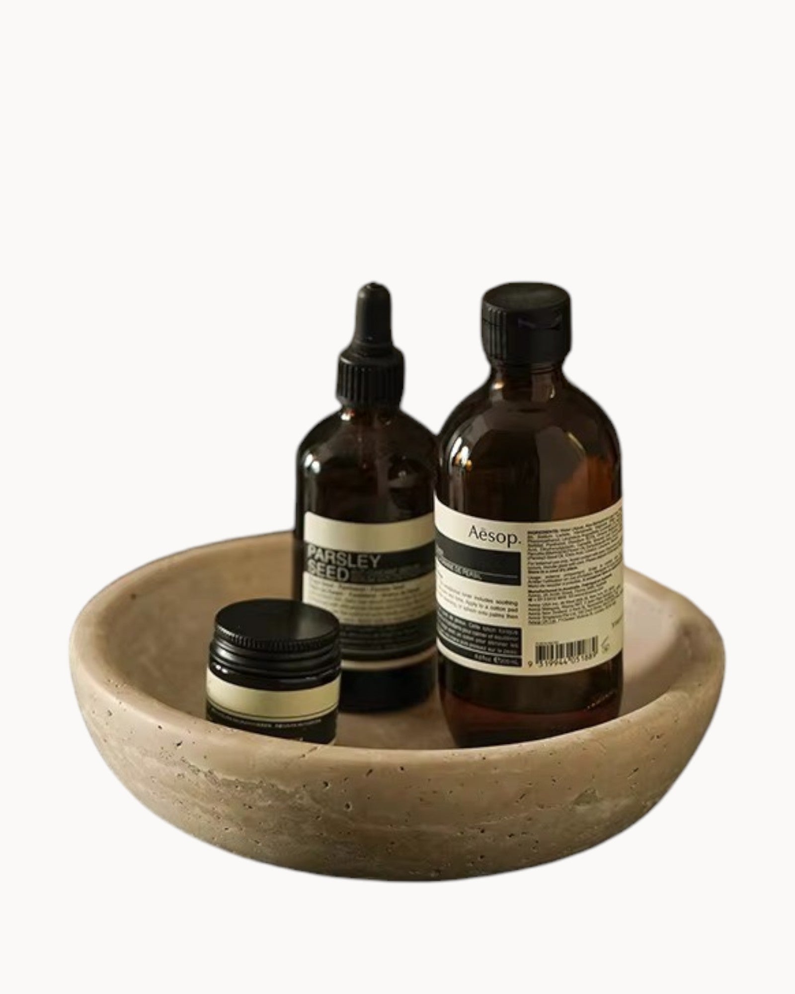 Cuenco de Travertino Hecho a Mano – Cuenco Decorativo Beige de Piedra Natural-Decorative Trays-Hogar88