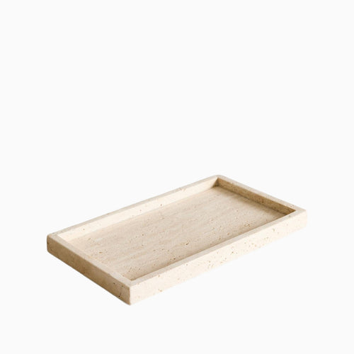 Bandeja de Baño de Mármol – Travertino Beige – Cosméticos y Jabón-Decorative Trays-Hogar88