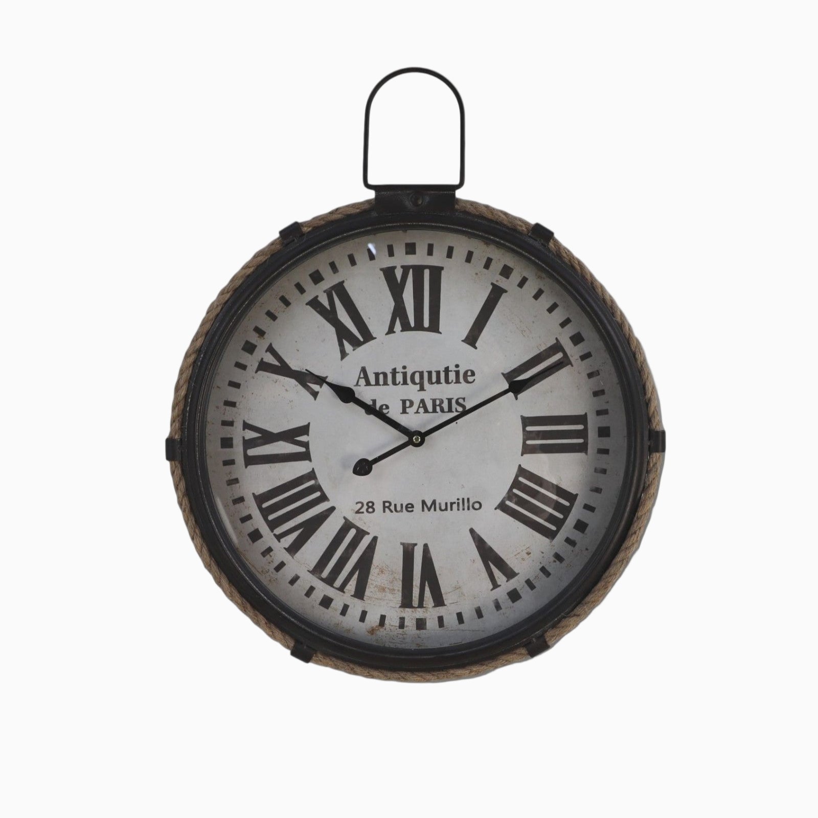 Reloj de Pared con Cuerda – Metal Negro y Tono Natural – Estilo Industrial-Wall Clocks-Hogar88