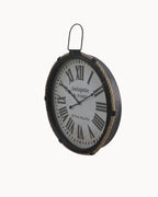 Reloj de Pared con Cuerda – Metal Negro y Tono Natural – Estilo Industrial-Wall Clocks-Hogar88