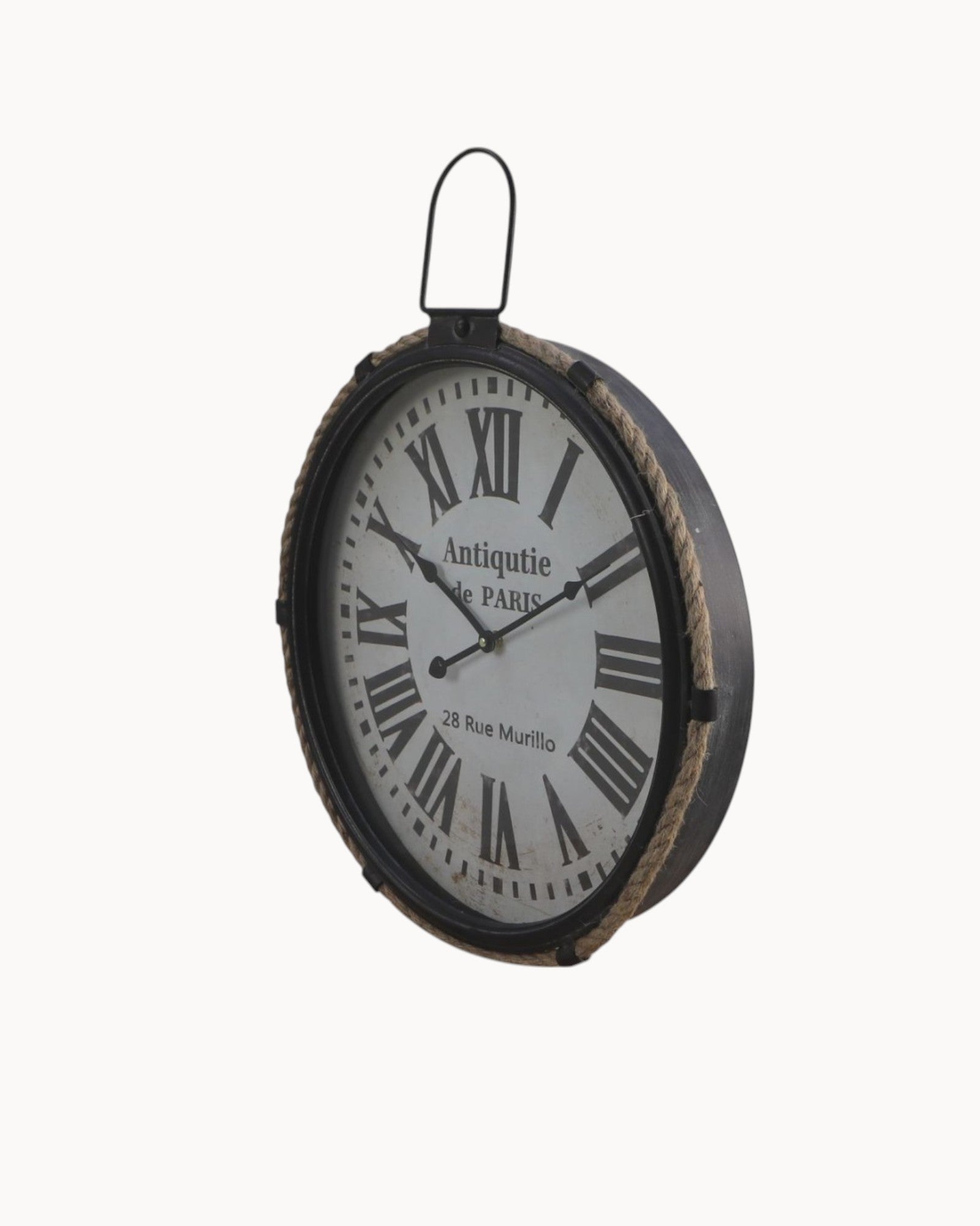 Reloj de Pared con Cuerda – Metal Negro y Tono Natural – Estilo Industrial-Wall Clocks-Hogar88