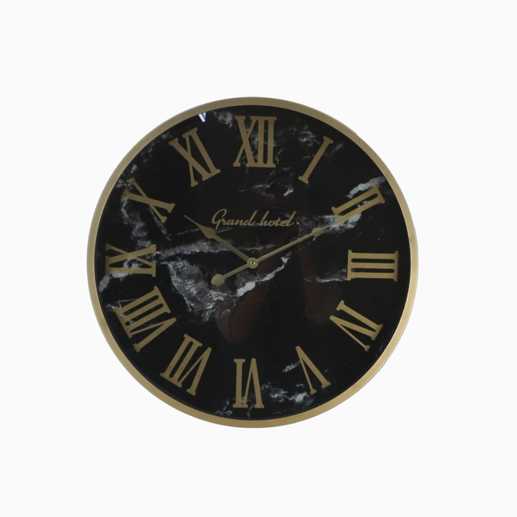 Reloj de Pared Marseille – Negro y Dorado – Metal y Efecto Mármol-Wall Clocks-Hogar88