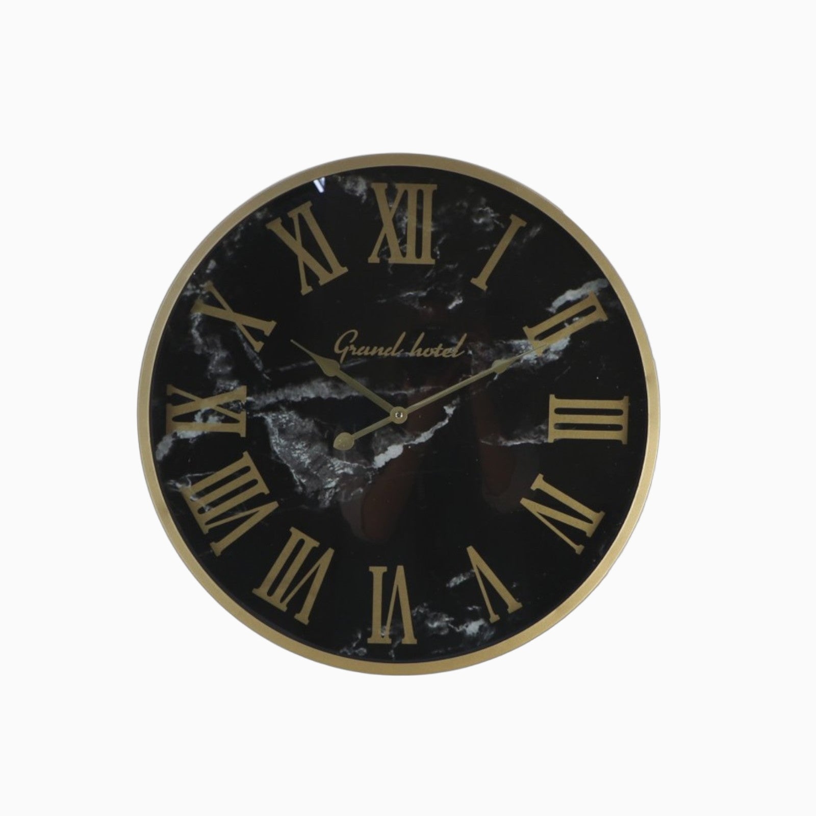 Reloj de Pared Marseille – Negro y Dorado – Metal y Efecto Mármol-Wall Clocks-Hogar88