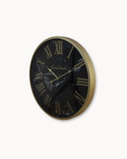 Reloj de Pared Marseille – Negro y Dorado – Metal y Efecto Mármol-Wall Clocks-Hogar88