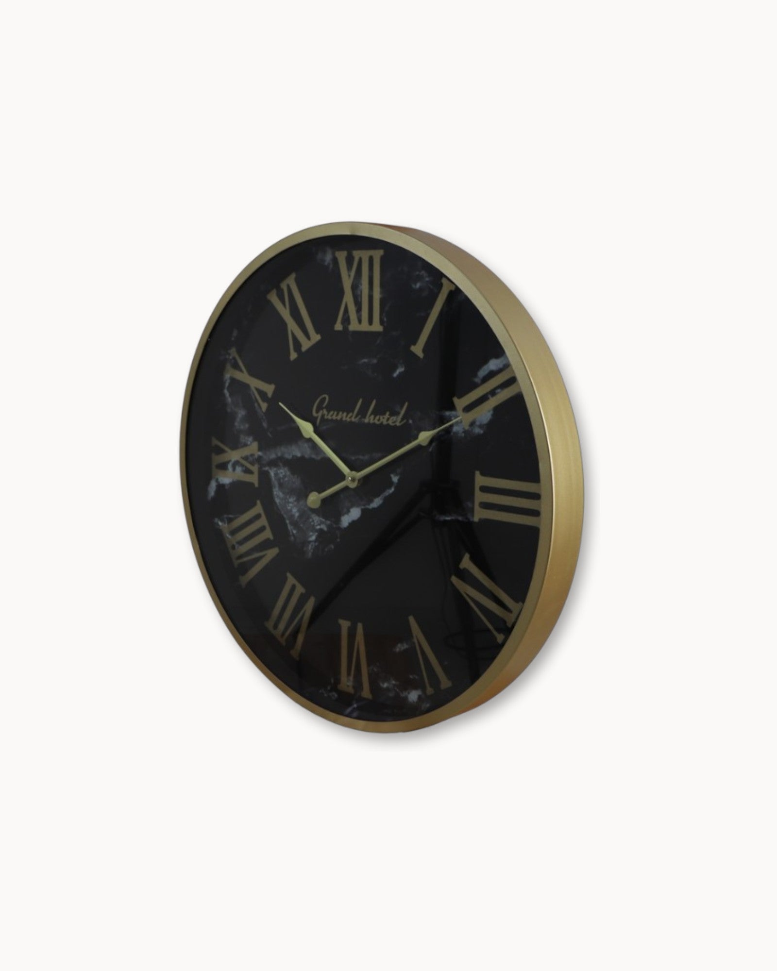 Reloj de Pared Marseille – Negro y Dorado – Metal y Efecto Mármol-Wall Clocks-Hogar88