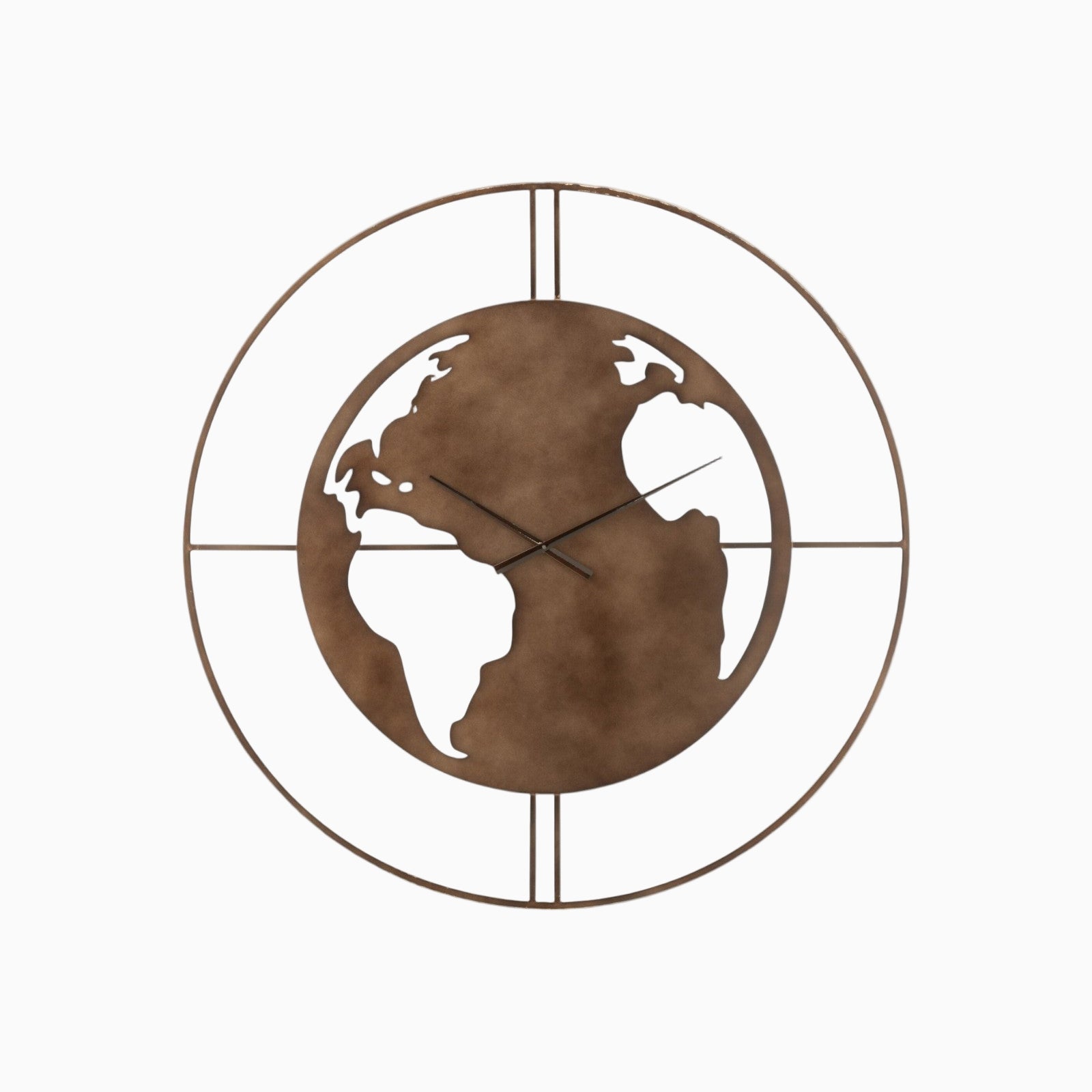 Reloj de Pared con Mapa del Mundo – Metal Marrón – Diseño Industrial-Hogar88