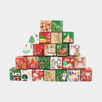 Calendario de Adviento Navideño con 24 Cajas Numeradas – Decoración Festiva y Cajas de Regalo Rojas y Verdes-Advent Calendars-Hogar88-7x7x7cm-Hogar88