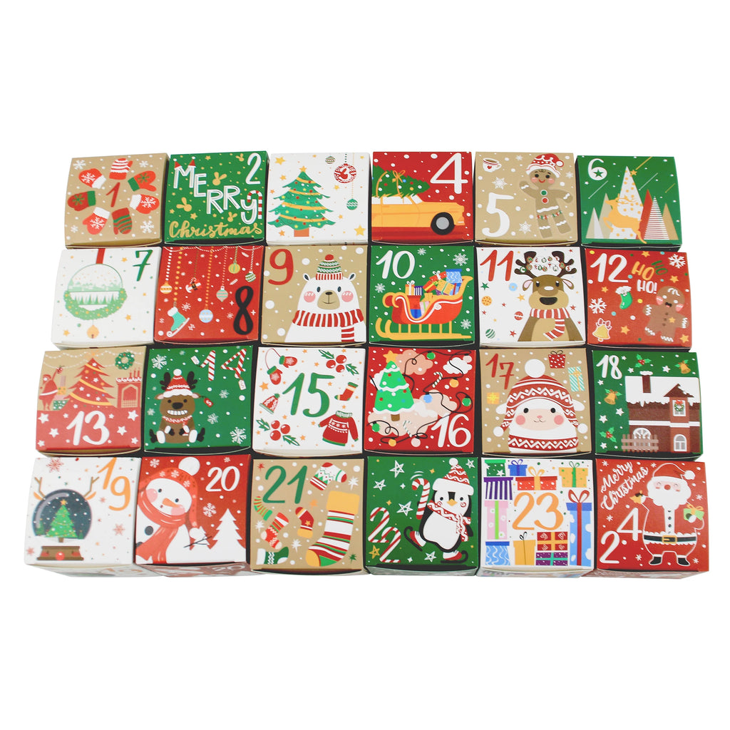Calendario de Adviento Navideño con 24 Cajas Numeradas – Decoración Festiva y Cajas de Regalo Rojas y Verdes-Advent Calendars-Hogar88-Hogar88