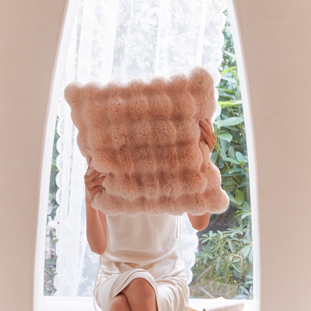 Cojín de Pelo Ultra Suave – Textura Elegante y Confort Cálido-Chair & Sofa Cushions-Hogar88-Hogar88