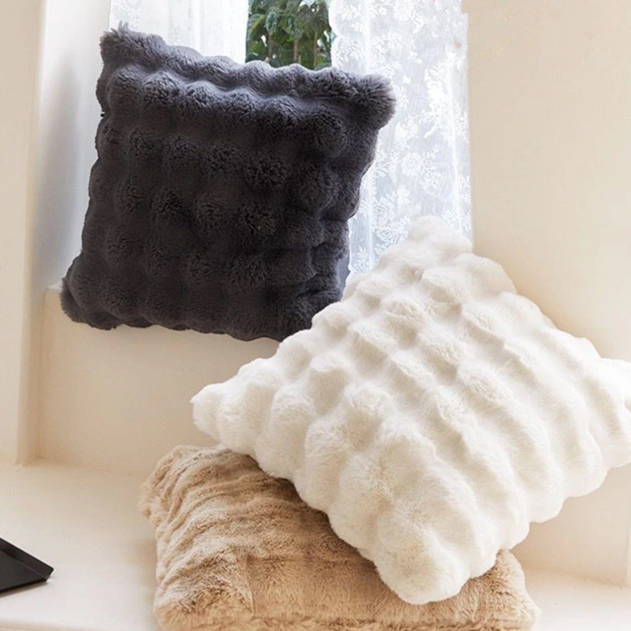 Cojín de Pelo Ultra Suave – Textura Elegante y Confort Cálido-Chair & Sofa Cushions-Hogar88-Hogar88