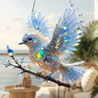 Colgante de Pájaro Acrílico – Suncatcher Azul para Ventana-Sculptures & Statues-Hogar88-Hogar88