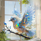Colgante de Pájaro Acrílico – Suncatcher Azul para Ventana-Sculptures & Statues-Hogar88-Hogar88