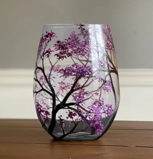 Copas de Vino Árbol de las Cuatro Estaciones – Arte Pintado a Mano y Elegancia Natural-Home Decor-Hogar88-Hogar88
