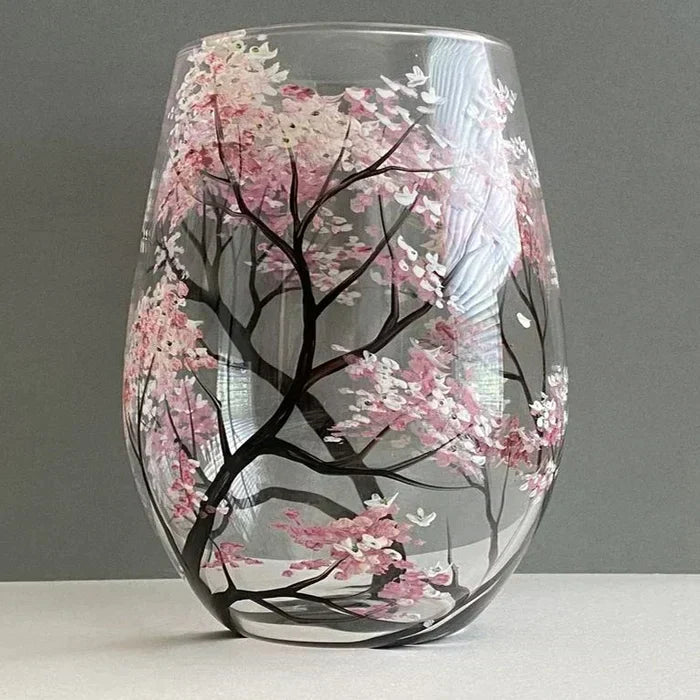Copas de Vino Árbol de las Cuatro Estaciones – Arte Pintado a Mano y Elegancia Natural-Home Decor-Hogar88-Hogar88