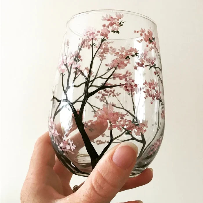 Copas de Vino Árbol de las Cuatro Estaciones – Arte Pintado a Mano y Elegancia Natural-Home Decor-Hogar88-Hogar88